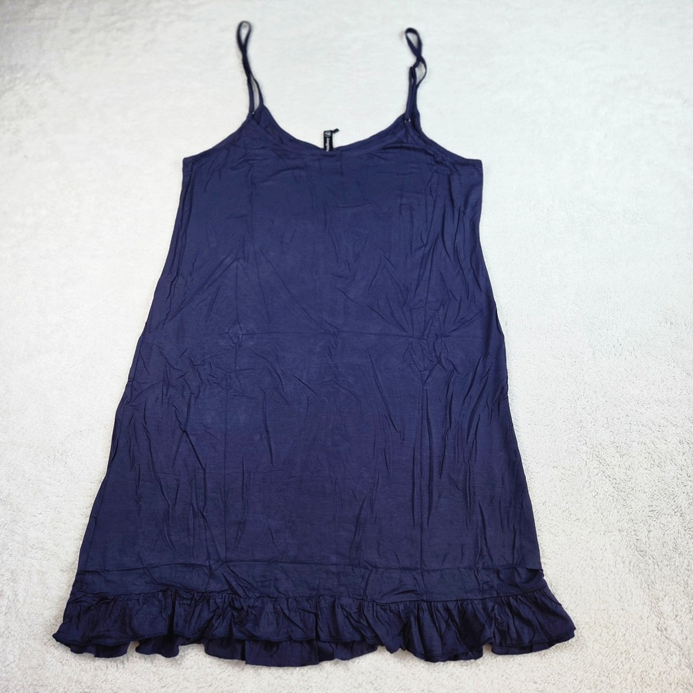 PrinStory Womens Navy Blue Ruffle Hem Nightgown Adjustable Straps XL NWT